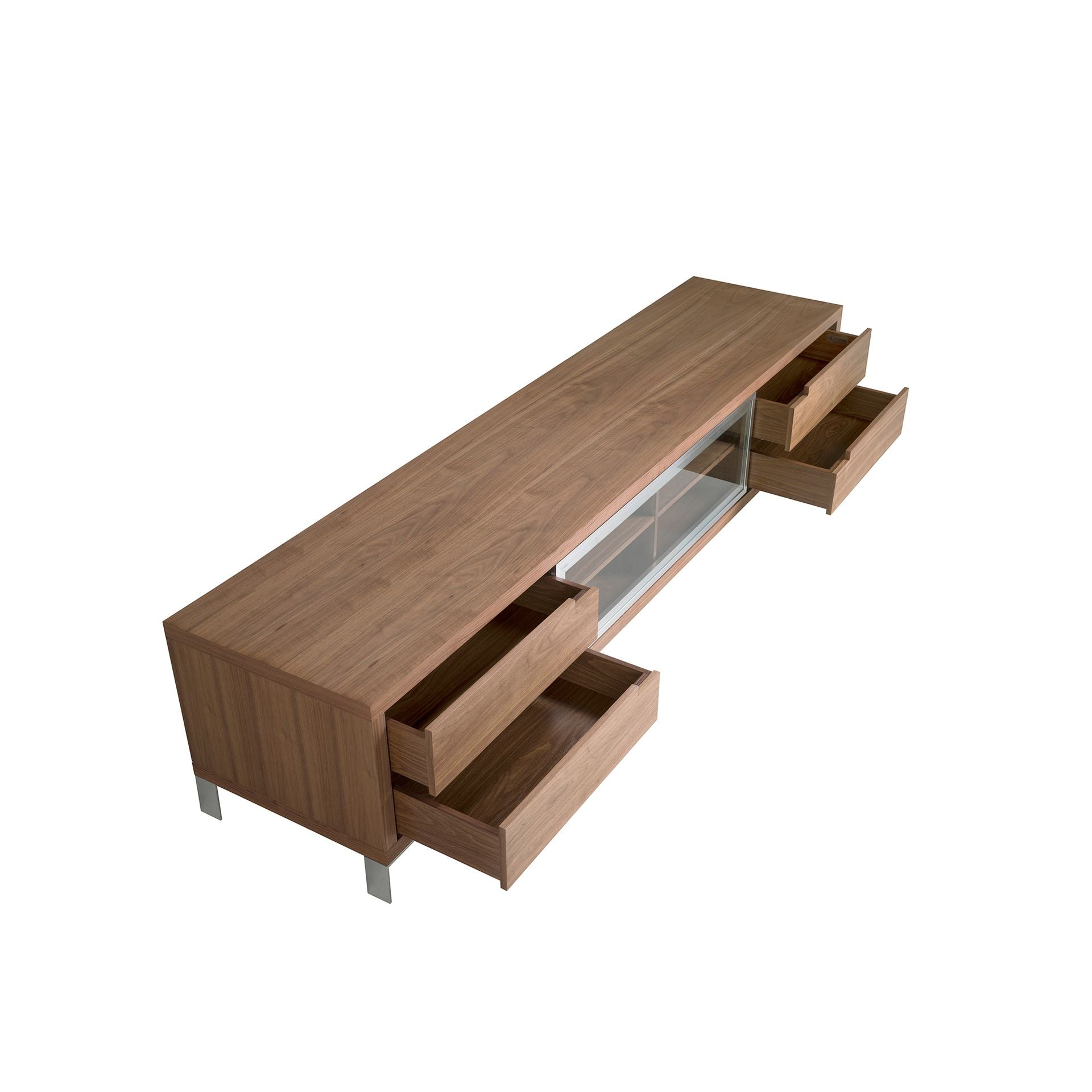 Porta TV in noce e acciaio cromato