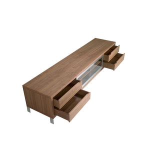 Porta TV in noce e acciaio cromato