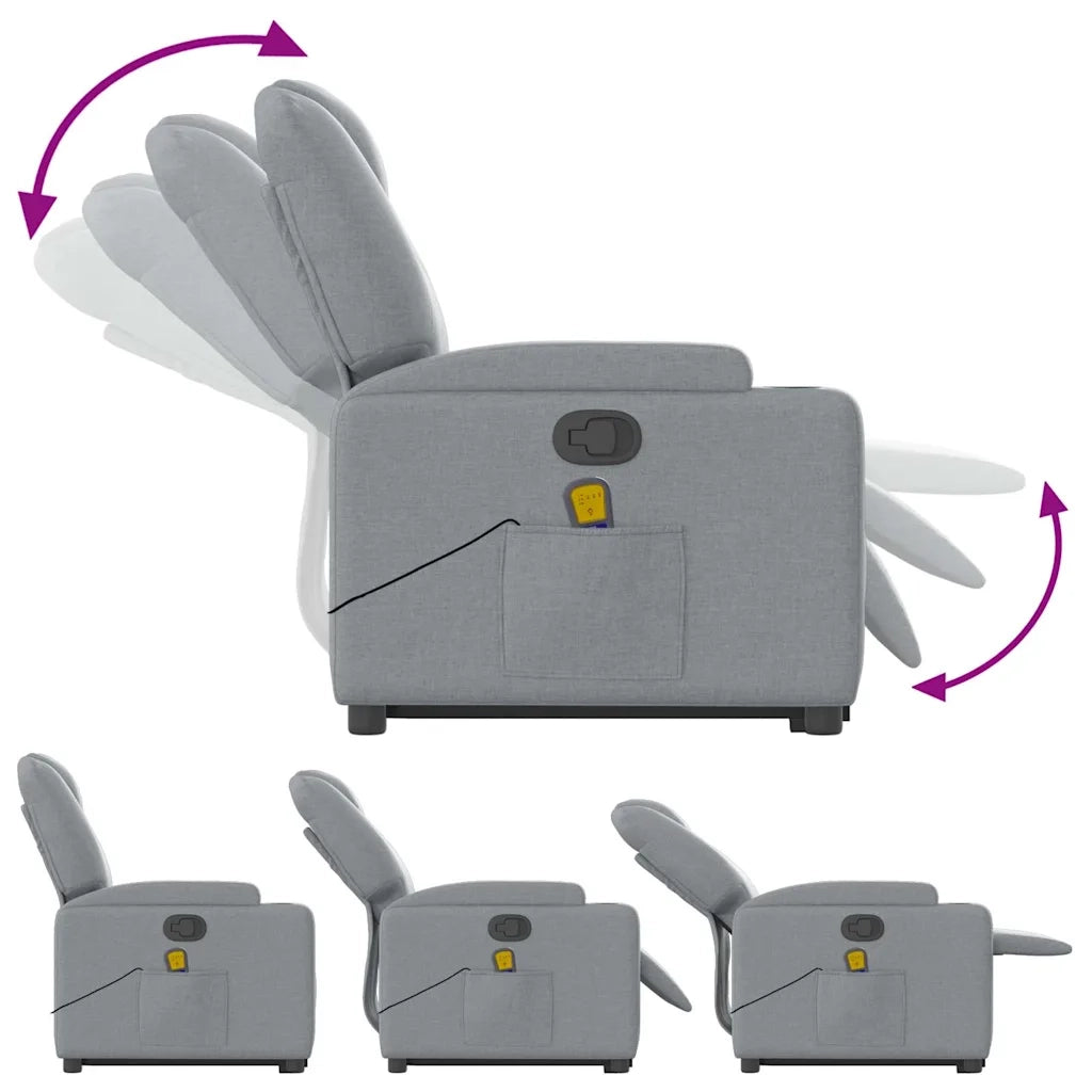Poltrona Alzapersona Massaggi Reclinabile Grigio Chiaro Tessuto 3204380