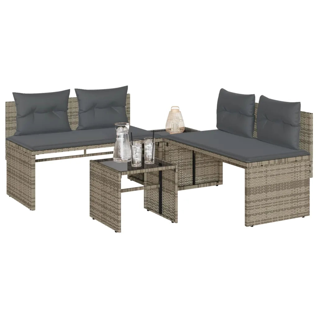 Set Divani da Giardino 4 pz | Set Salotto da Giardino con Cuscini in Polyrattan Grigio