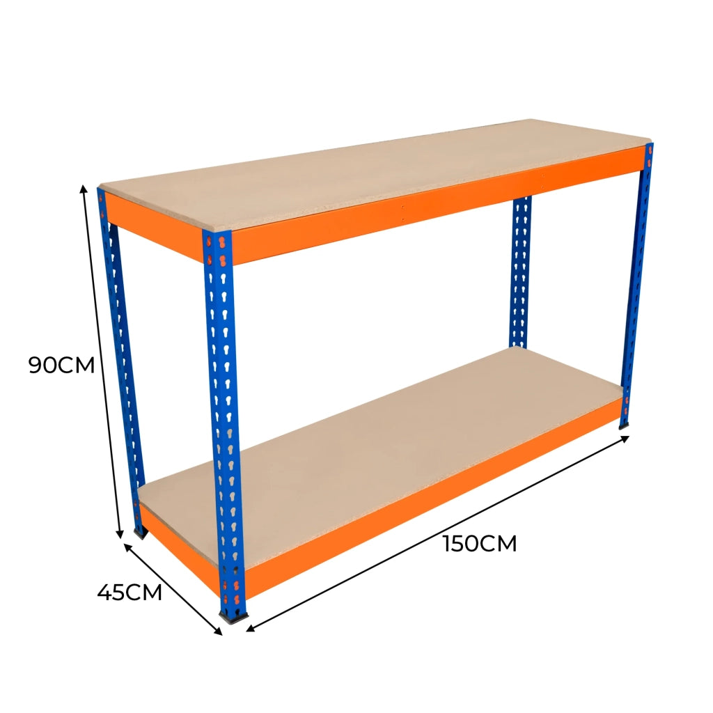 Banco da Lavoro a 2 Ripiani S-Rax - Postazione di lavoro 300kg - 150x45x90cm