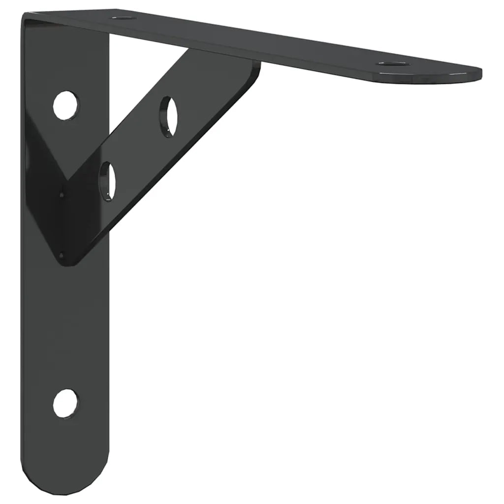 4 pz Staffe per Mensola | Ripiano | Scaffale 20x2,5x14 cm in Acciaio Inox Nero
