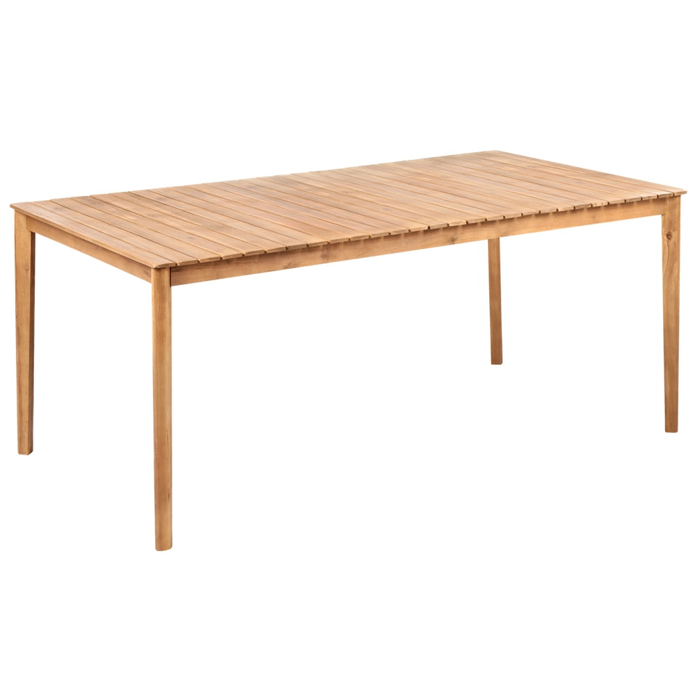 Tavolo da pranzo da giardino in legno di acacia marrone chiaro 180 x 100 cm per 6 persone, rettangolare, stile rustico, per esterni