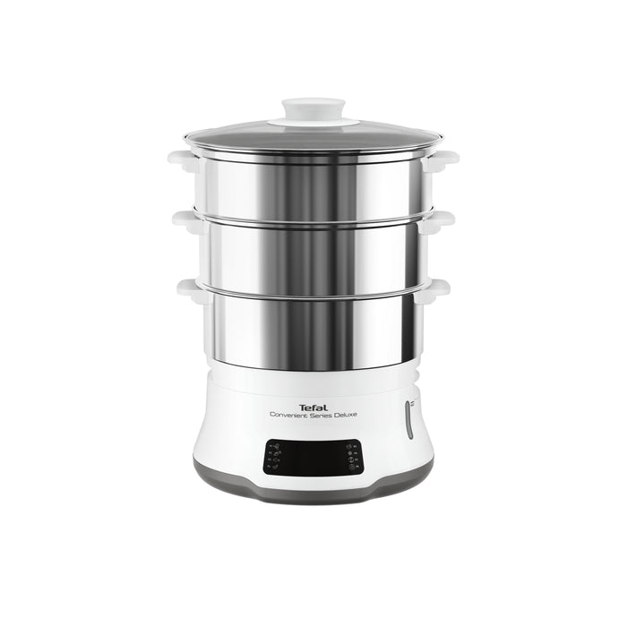 Tefal convenient series deluxe vc502d pentola a vapore 3 cestello/i superficie piana 900 w acciaio inox, bianco - VC502D10