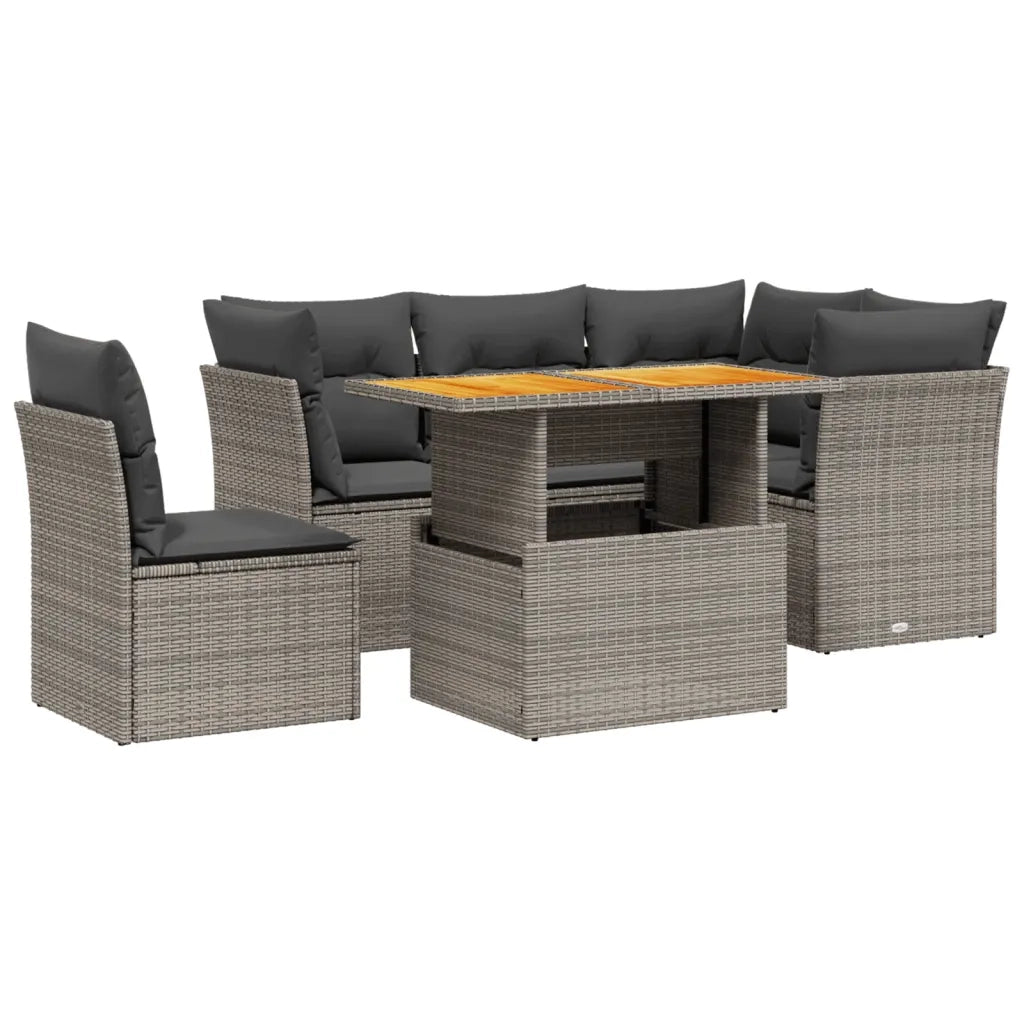Set Divano da Giardino 5 pz con Cuscini Grigio in Polyrattan 3270836