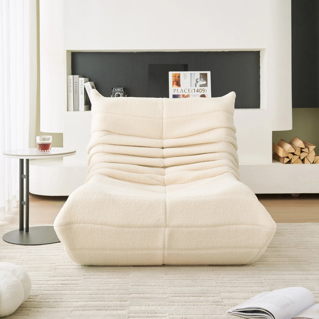 POLTRONA Relax 110 x 85 x 79 cm in Poliestere e Schiuma Beige