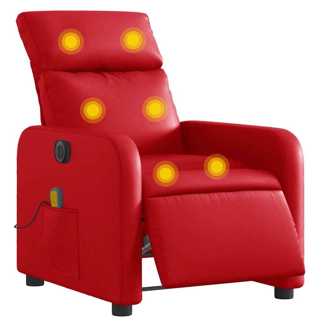 Poltrona Massaggio Elettrica Reclinabile Rosso Similpelle 3206747