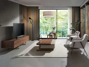 Porta TV in noce e acciaio cromato