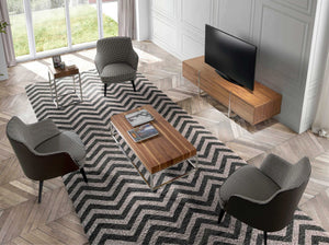 Porta TV in noce e acciaio cromato