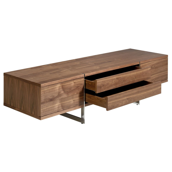 Porta TV in noce e acciaio cromato