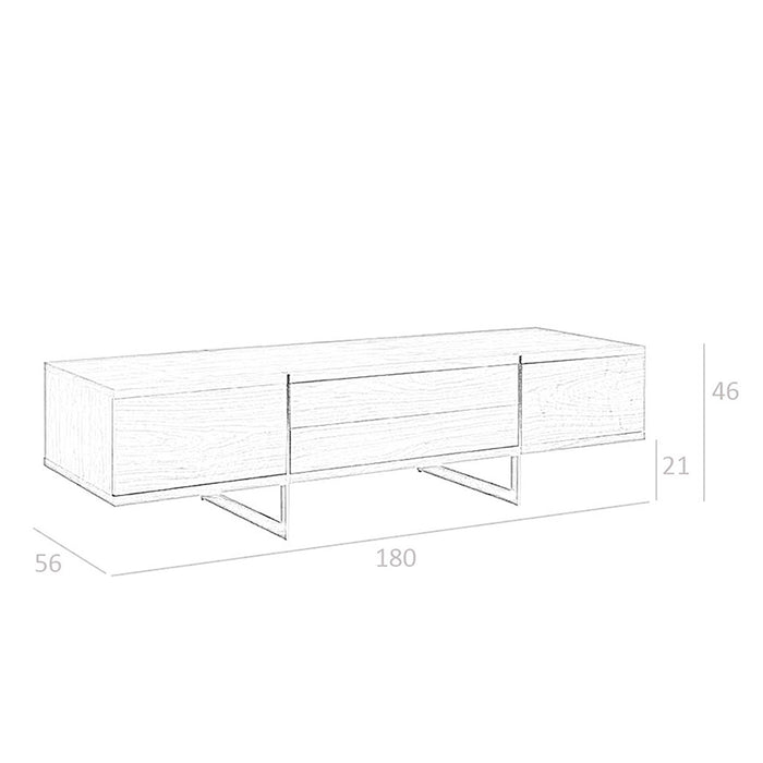 Porta TV in noce e acciaio cromato