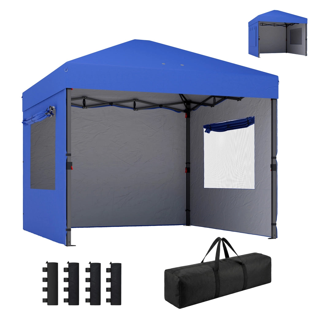 Tenda da giardino pieghevole 3x3 m ¨C zephmum ¨C 3 pareti, 2 finestre, blu