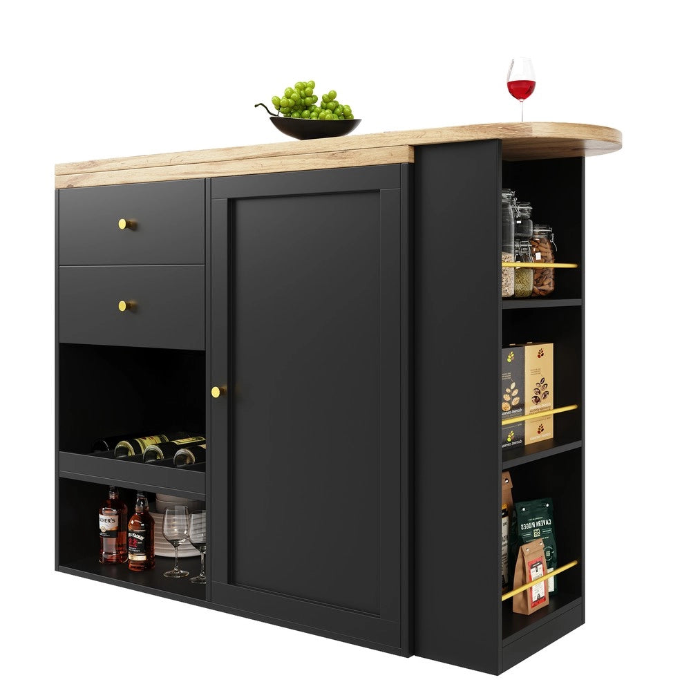 Tavolo Bar Girevole con 2 Cassetti e Armadietto Scorrevole ¨C Xylo ¨C 105x39x102