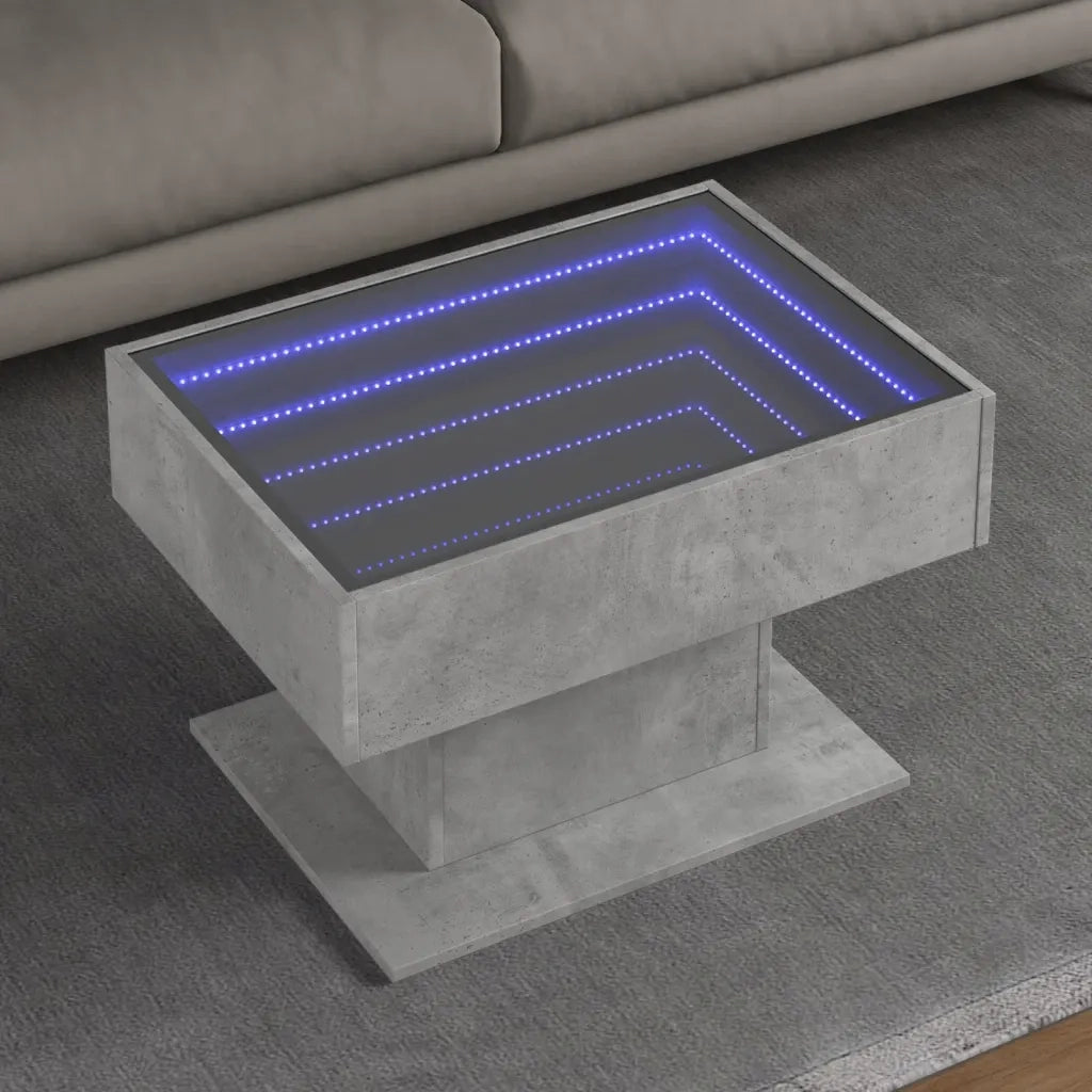 Tavolino salotto | Tavolino da caff¨¨ | Tavolino da Soggiorno con LED Grigio Cemento 70x50x45 cm Multistrato