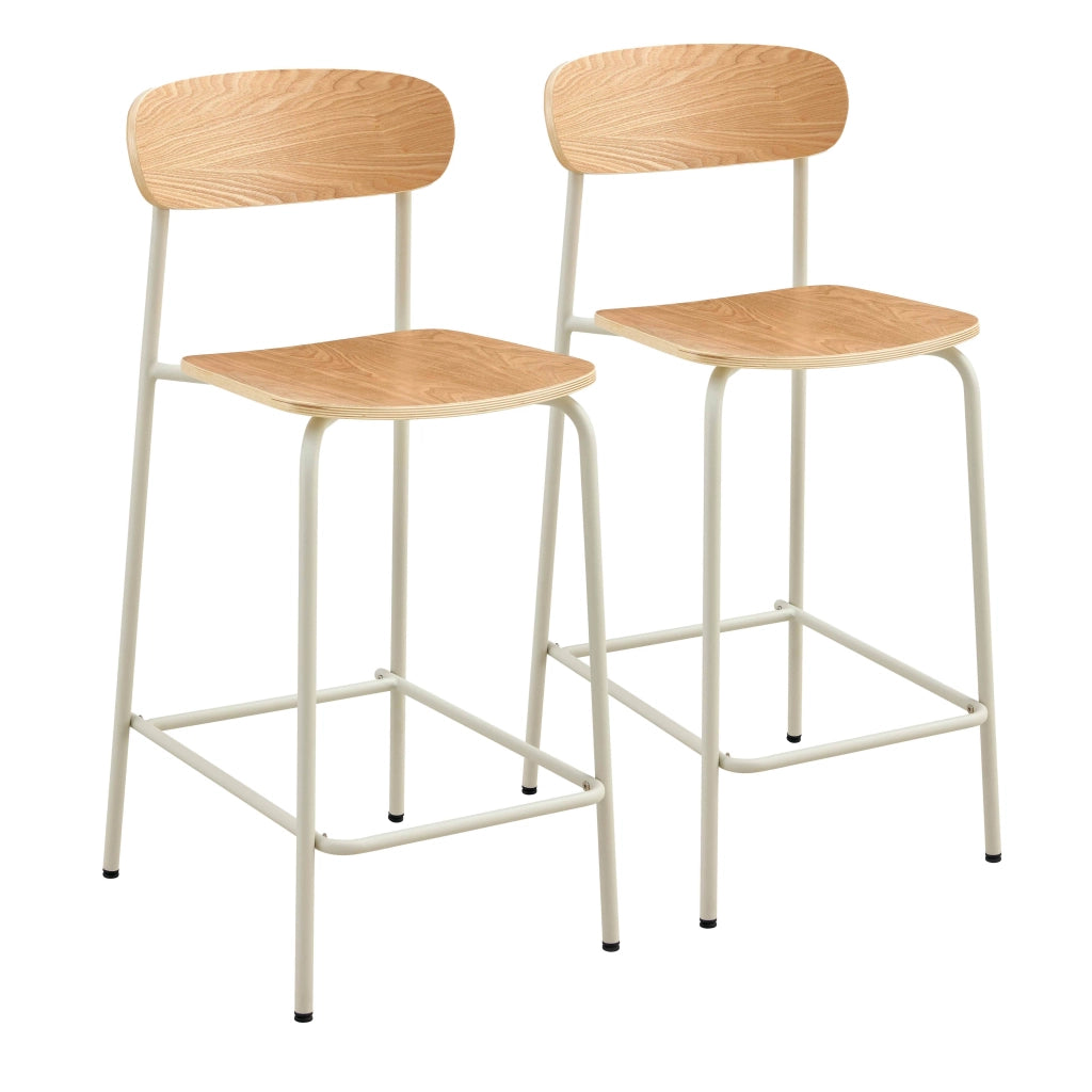 Set di 2 seggioloni in metallo e legno beige