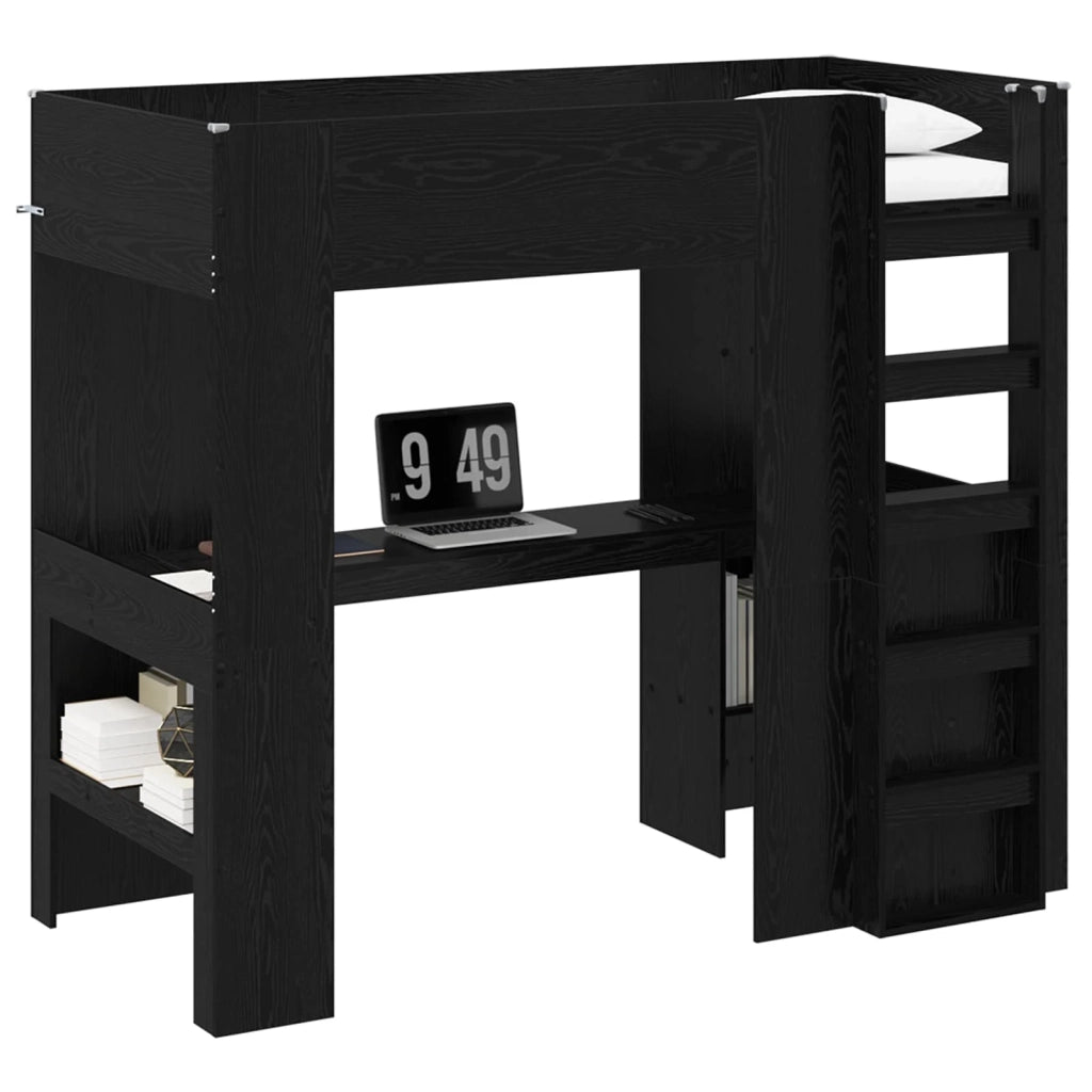 Struttura letto a castello con scrivania Rovere Nero 3410444