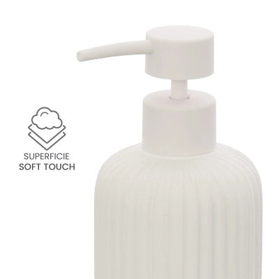 Dispenser sapone bianco in ceramica soft touch capienza 330 ml Spring