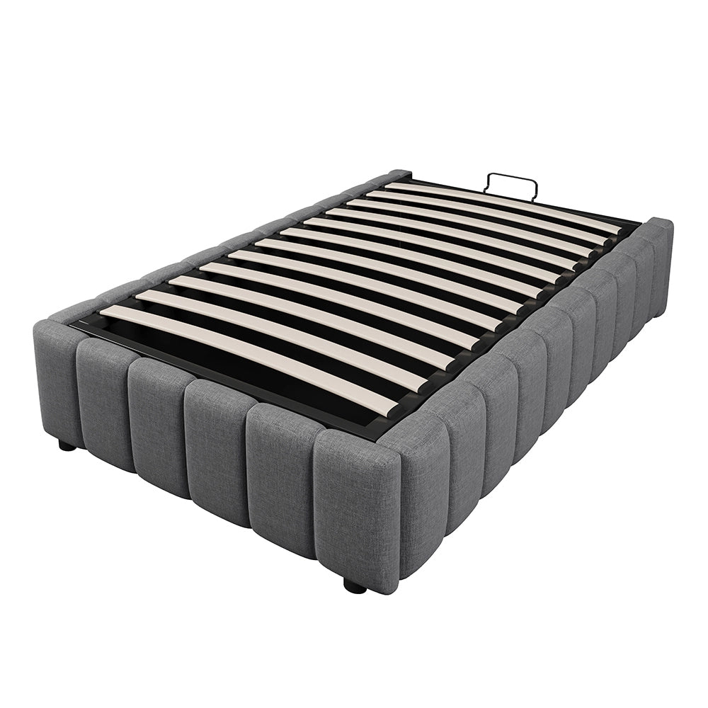 Letto singolo-Xylo-90x200 cm-idraulico, senza testiera, grigio