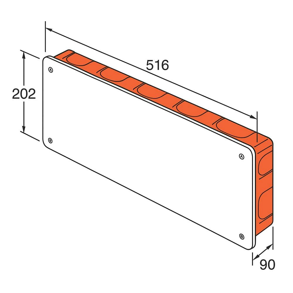 Gewiss cassette da incasso serie 48 in tecnopolimero con coperchio bianco *** dimensioni 516 x 202 x 90 millimetri, c...