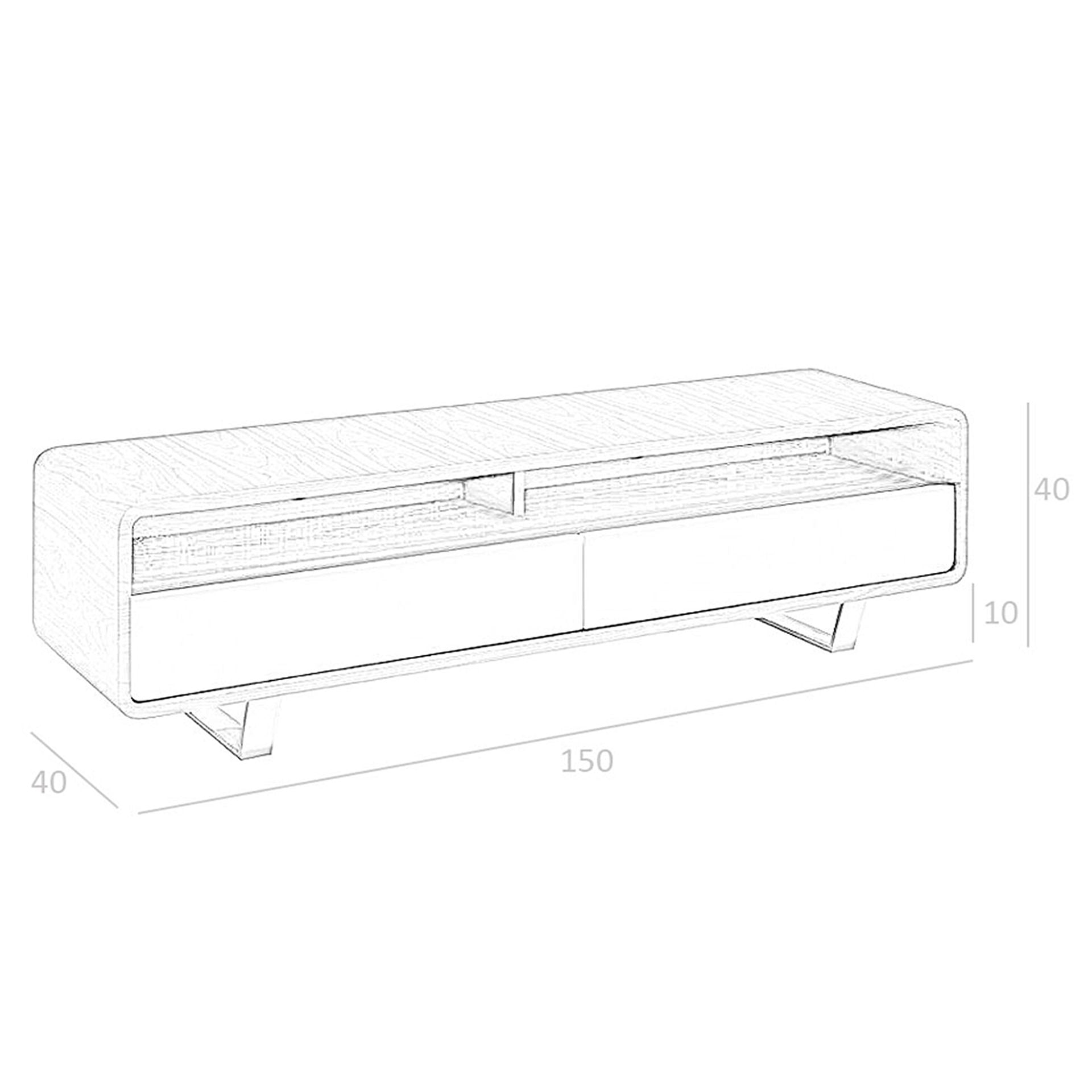 Porta TV in legno bianco, noce e acciaio cromato