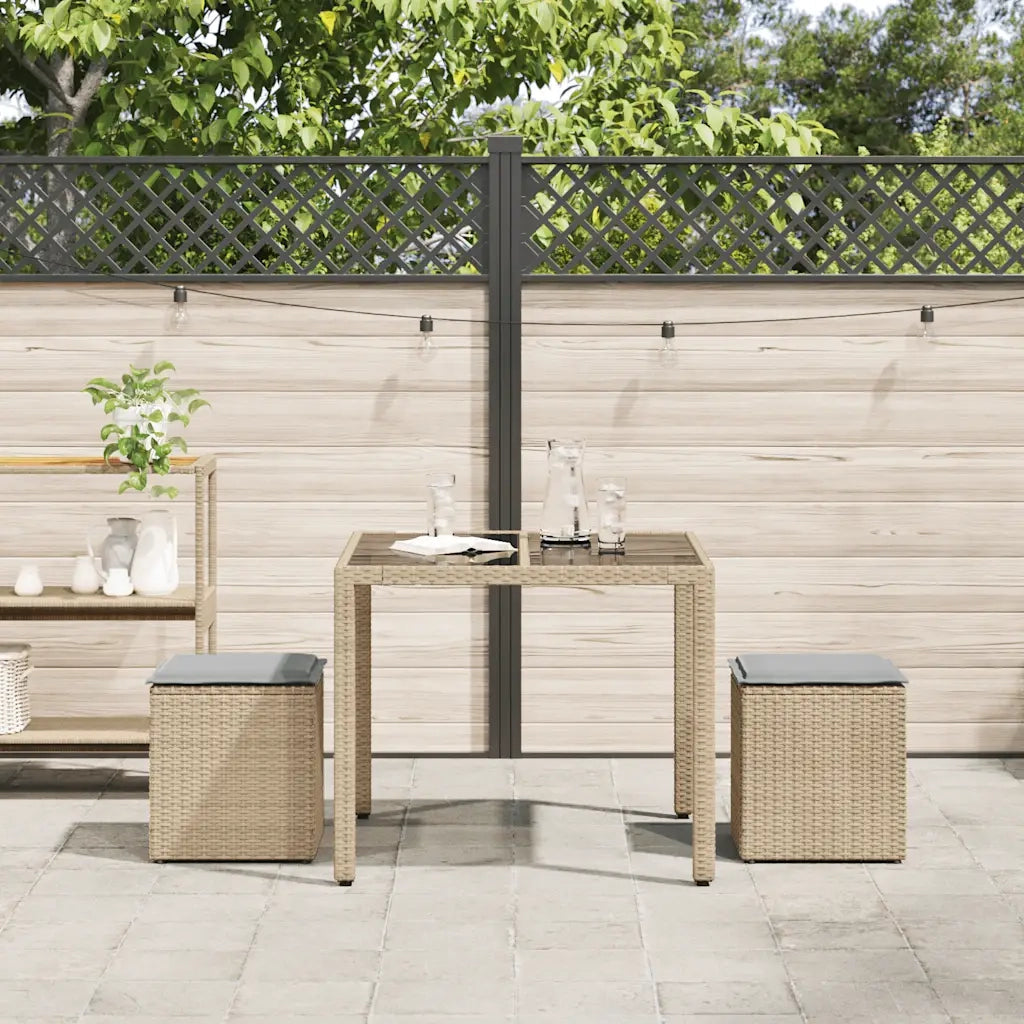 Sgabelli Giardino con Cuscini 4pz Beige 40x40x43 cm Polyrattan 4104042
