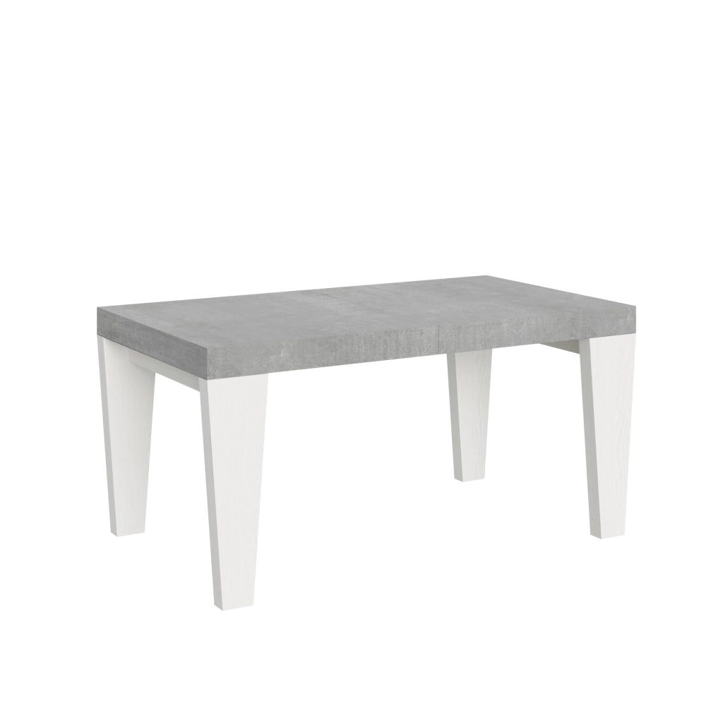 Tavolo Allungabile 160/420x90x77 cm Spimbo Mix  piano Cemento gambe Bianco Frassino