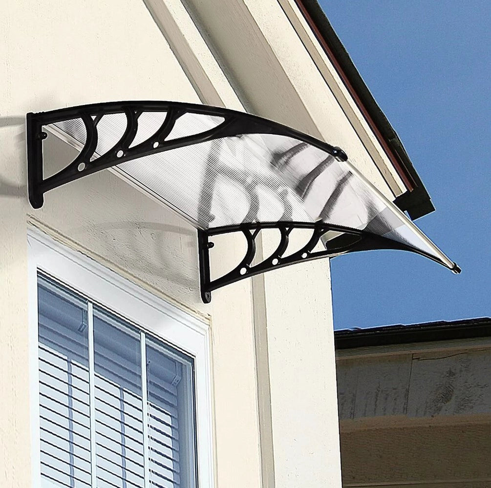 Pensilina Tettoia Modulare 100x80 Cm Tetto Esterno Alveolare Policarbonato Resistente Trasparente