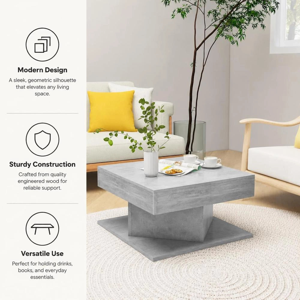 Coffee Table Concrete Grey 57x57x30 Cm Wood Material