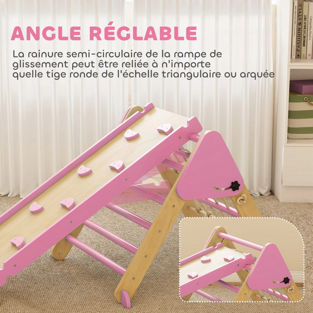 Casetta per bambini con scivolo e scala ¨C zephmum ¨C rosa, legno