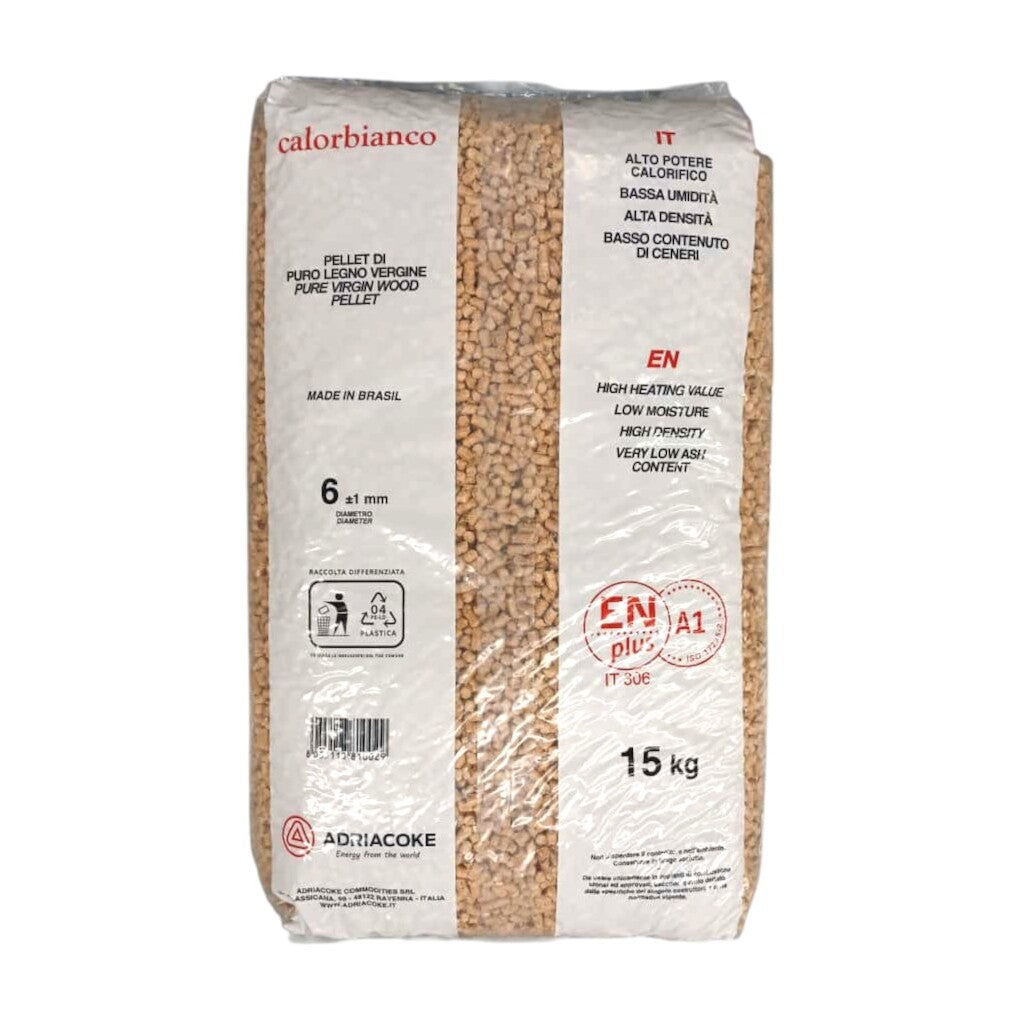 PELLET DI LEGNA CALORBIANCO 100% NATURALE 15KG.