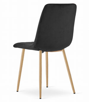 Sedie Valora JEWA - Sedili in velluto nero con gambe color legno x4