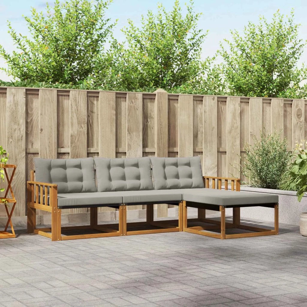 Set di divani da esterno 4 pcs Grigio Naturale e Chiaro 3369334