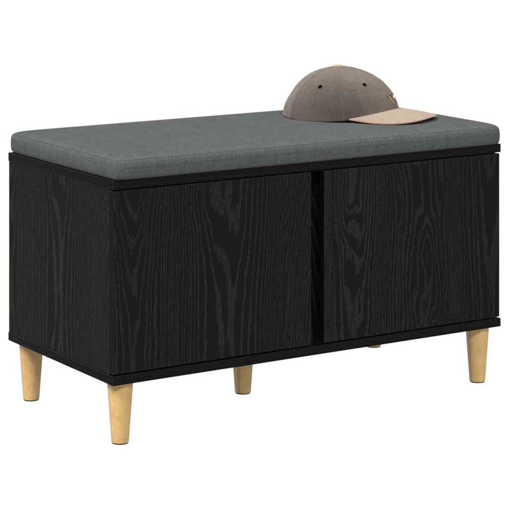 Panca per ingresso con cuscino Rovere Nero 80 x 38 x 46 cm 891529