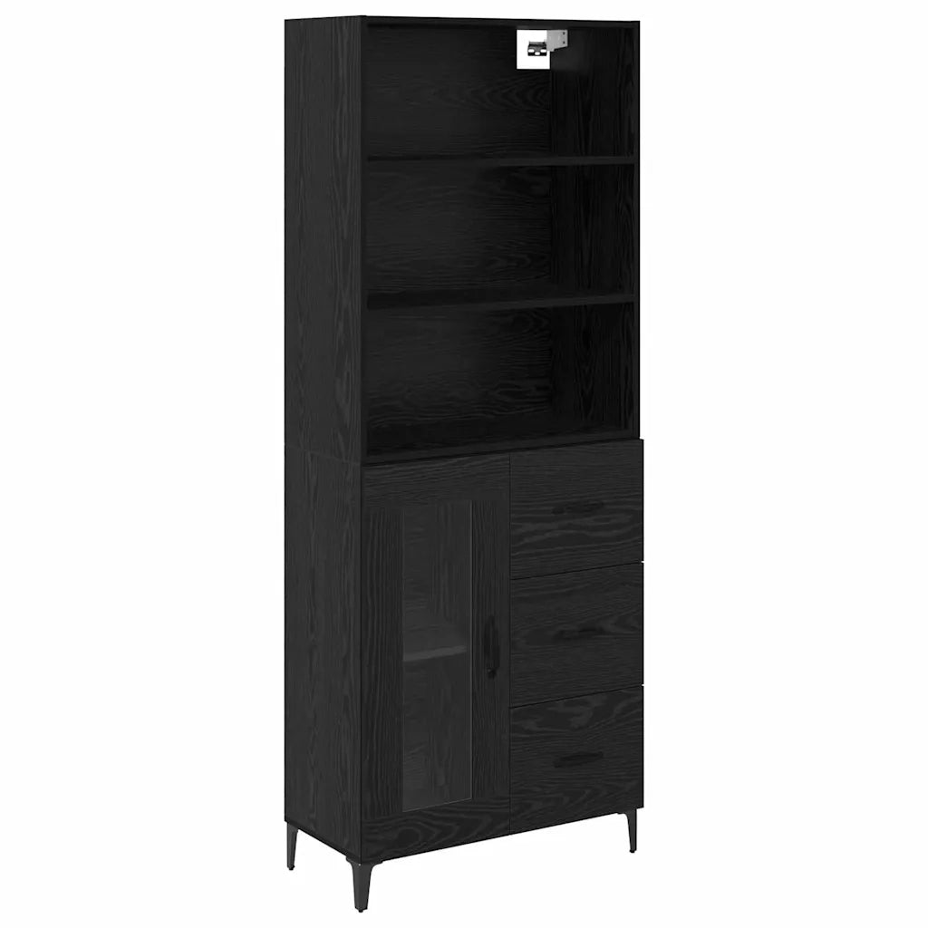 Credenza Rovere Nero 69,5 x 34 x 180 cm Legno multistrato 3416101