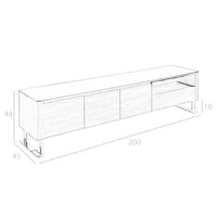 Mobile TV noce, acciaio cromato e piano in vetro nero