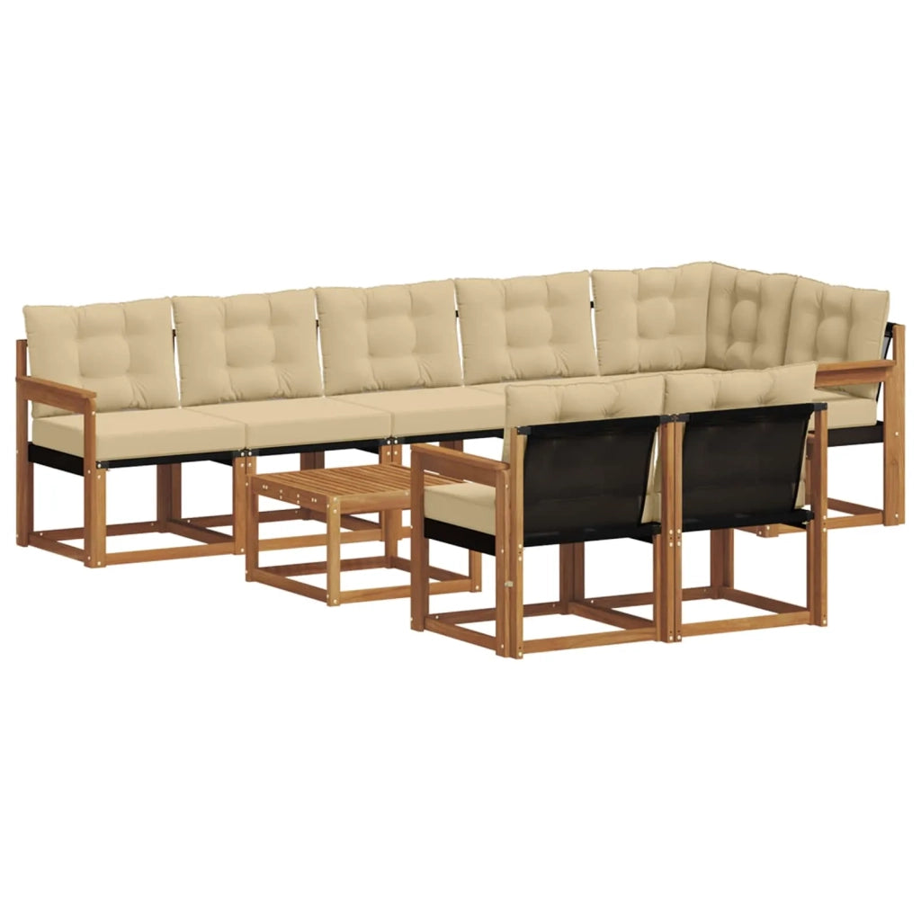 Set di divani da esterno con cuscino 9 pcs Naturale e Beige 3368804
