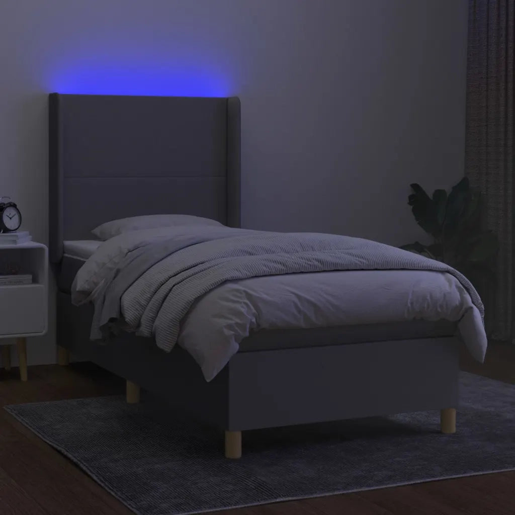 Letto a Molle Materasso e LED Grigio Chiaro 80x200 cm Tessuto cod mxl 63979