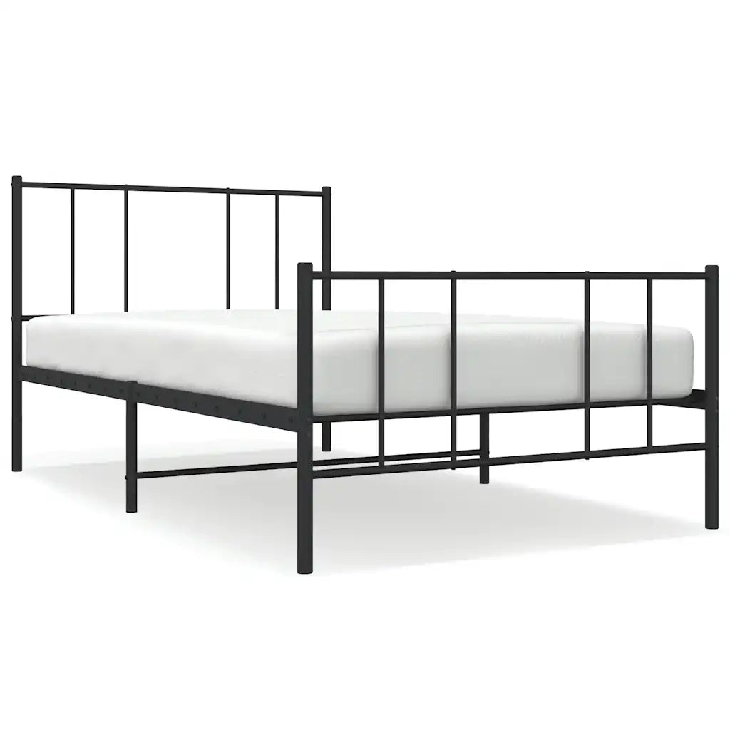 Giroletto con Testiera e Pediera Metallo Nero 90x190 cm 352490