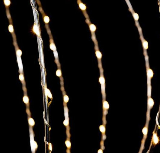 PALLA LUMINOSA NATALIZIA NATALE A 192 LED BIANCO CALDO DA APPENDERE CON ANIMA IN METALLO MISURA 30 CM CAVO 5 METRI PER ESTERNO ED INTERNO