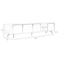 Mobile TV in vetro nero specchiato, noce e acciaio nero