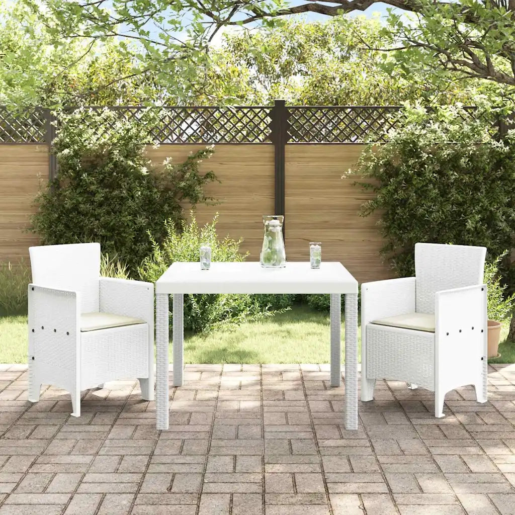 Set da Pranzo per Giardino 3 pcs Bianco Polipropilene