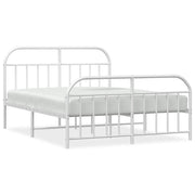 Letto matrimoniale | Letto per adulti | Giroletto con Testiera e Pediera Metallo Bianco 140x200 cm