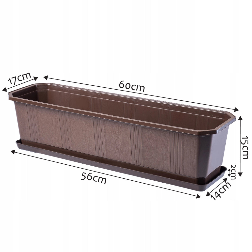 Fioriera da balcone KADAX da 60 cm con supporto e balaustra.