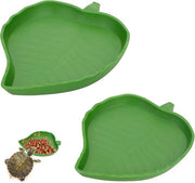 Due vaschetti per alimenti per rettili - Disegno foglia - Adatti per lucertole, hamsters e serpenti - 2 misure diverse