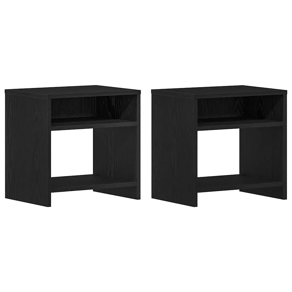 Set di 2 Comodini | Armadio da Notte | Mobiletto da notte Rovere Nero 40x30x40 cm in Legno Multistrato