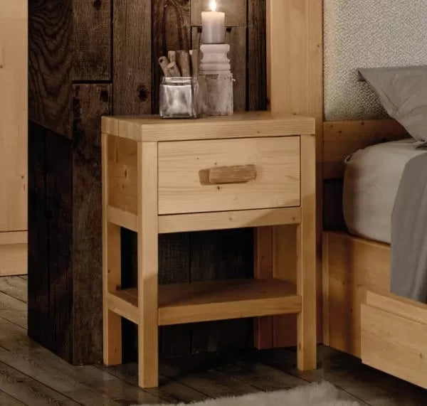 Comodino cortina 1 cassetto in legno massello di abete 45x38x60 (3304) - Mobili 2G
