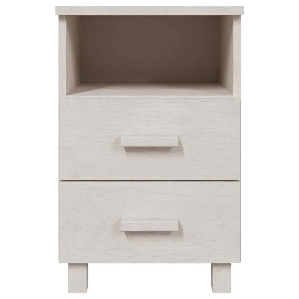 Comodino HAMAR Bianco 40x35x62 cm in Legno Massello di Pino 340413