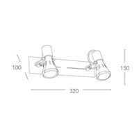 BARRA 2 SPOT CADILLAC E14 32XH16CM CROMO