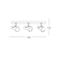 BARRA 3 SPOT CARRERA E27 39XH18,7CM BIANCA