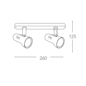 BARRA 2 SPOT CARRERA E27 28,5XH18,7CM BIANCA